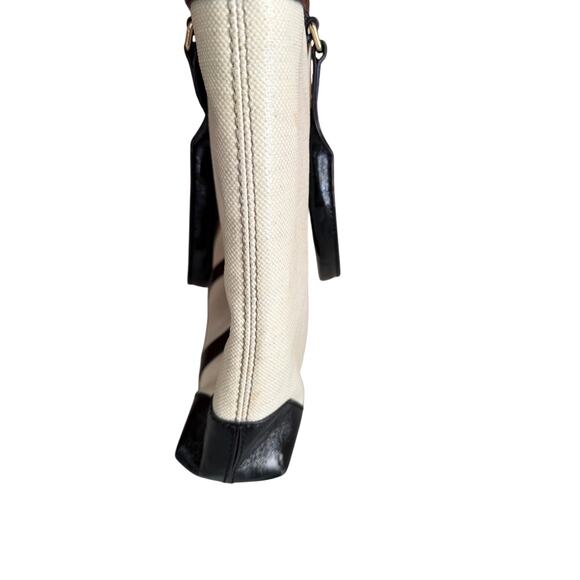 Kate Spade Clinton Hill Dama Tote Bag Cream Tweed Black Patent Leather - Picture 4 of 9